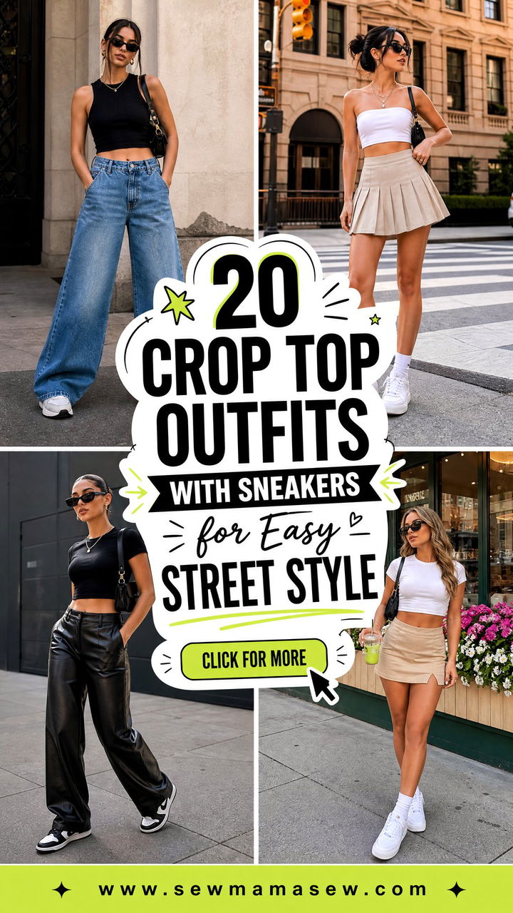 20 Crop Top Outfits With Sneakers for Easy Street Style - 20 Crop Top Outfits With Sneakers for Easy Street Style