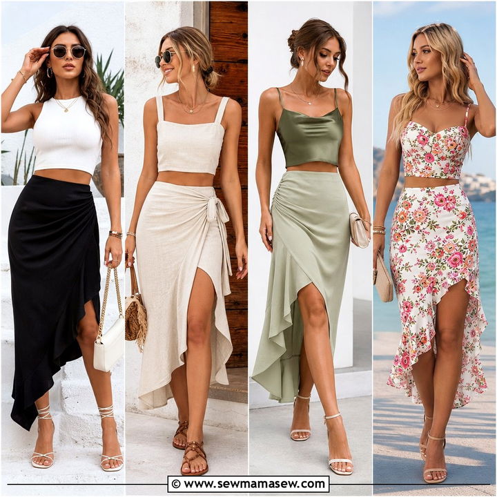 20 Crop Top With Asymmetrical Skirt Outfit Ideas: Bold Looks