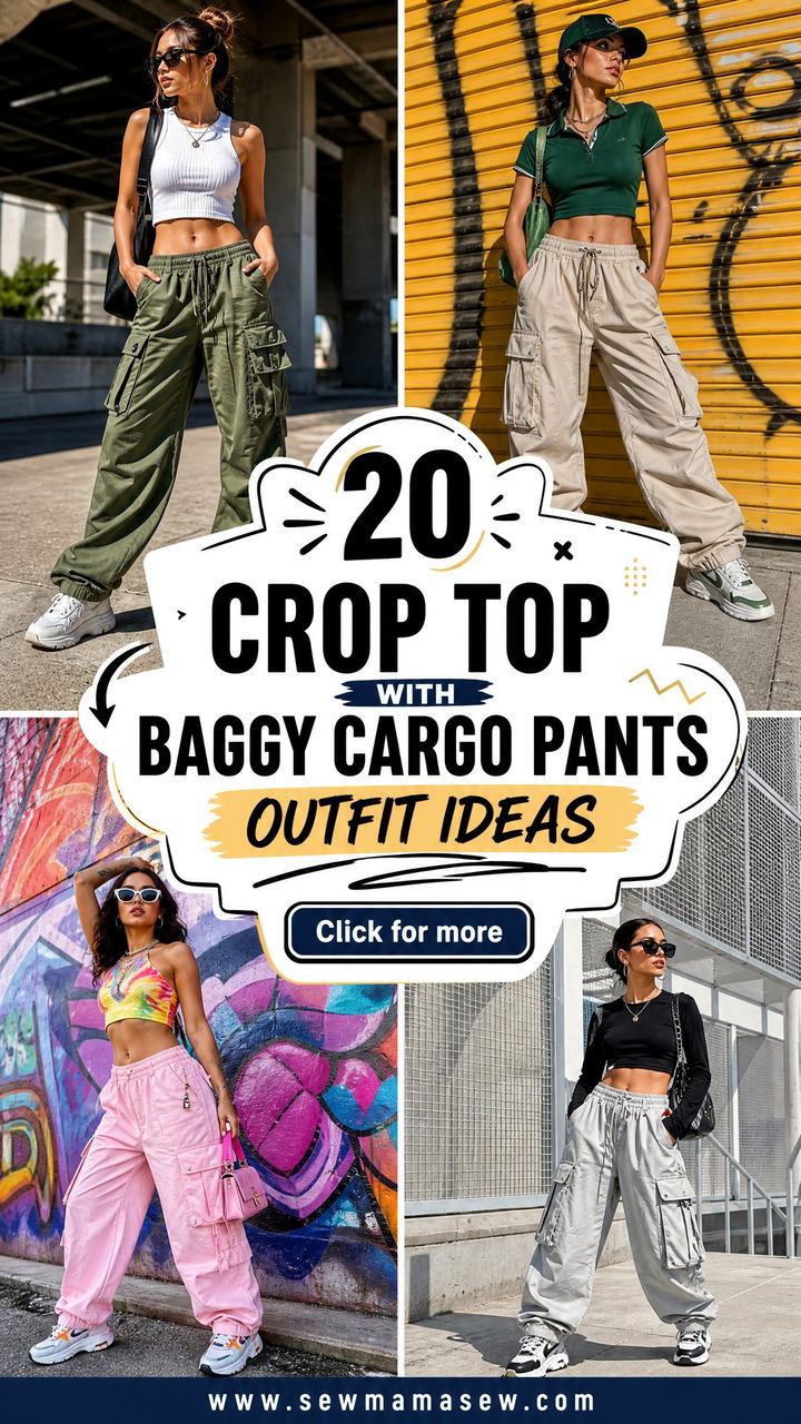 20 Crop Top With Baggy Cargo Pants Outfit Ideas Streetwear Edit - 20 Crop Top With Baggy Cargo Pants Outfit Ideas: Streetwear Edit