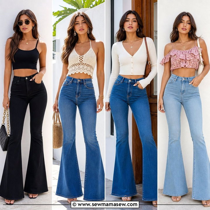 20 Crop Top With Bell Bottom Jeans Outfit Ideas: Retro Looks