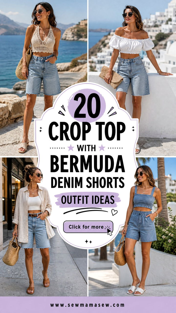 20 Crop Top With Bermuda Denim Shorts Outfit Ideas Chic Looks - 20 Crop Top With Bermuda Denim Shorts Outfit Ideas: Chic Looks