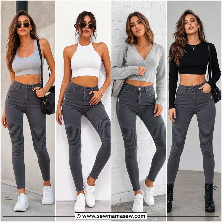 20 Crop Top With Biker Jeans Outfit Ideas: Edgy Everyday Looks