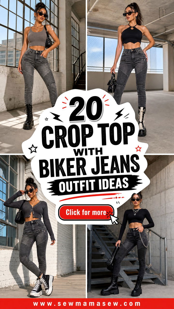 20 Crop Top With Biker Jeans Outfit Ideas Edgy Everyday Looks - 20 Crop Top With Biker Jeans Outfit Ideas: Edgy Everyday Looks