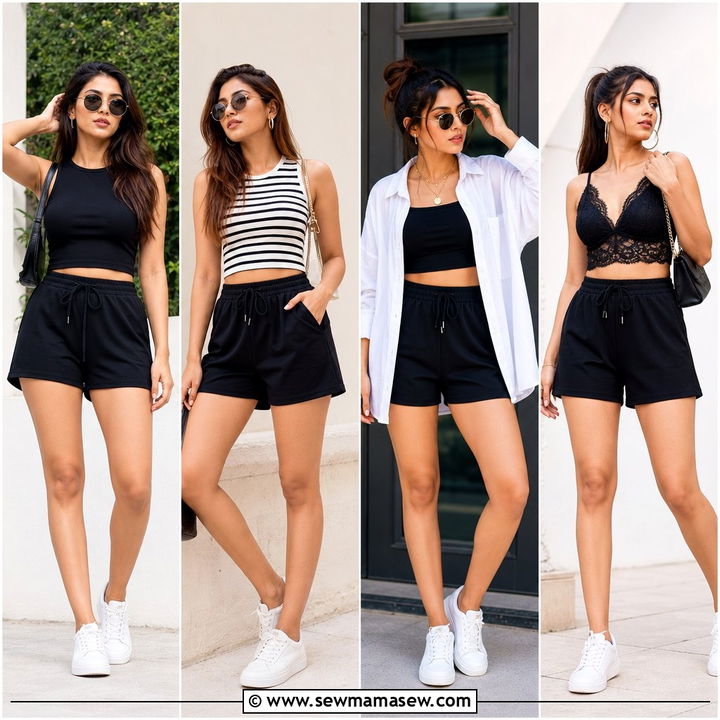 20 Crop Top With Black Shorts Outfit Ideas: Chic Summer Looks
