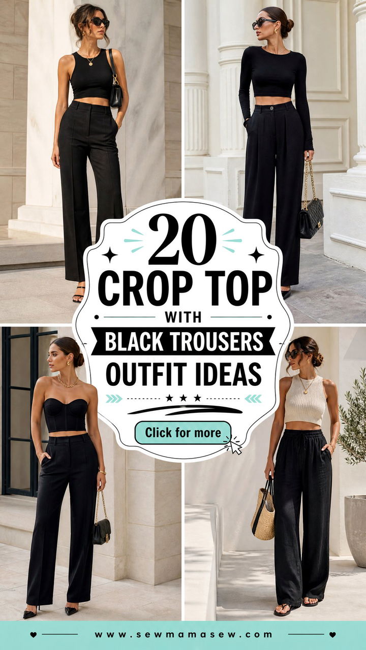 20 Crop Top With Black Trousers Outfit Ideas Polished Style - 20 Crop Top With Black Trousers Outfit Ideas: Polished Style