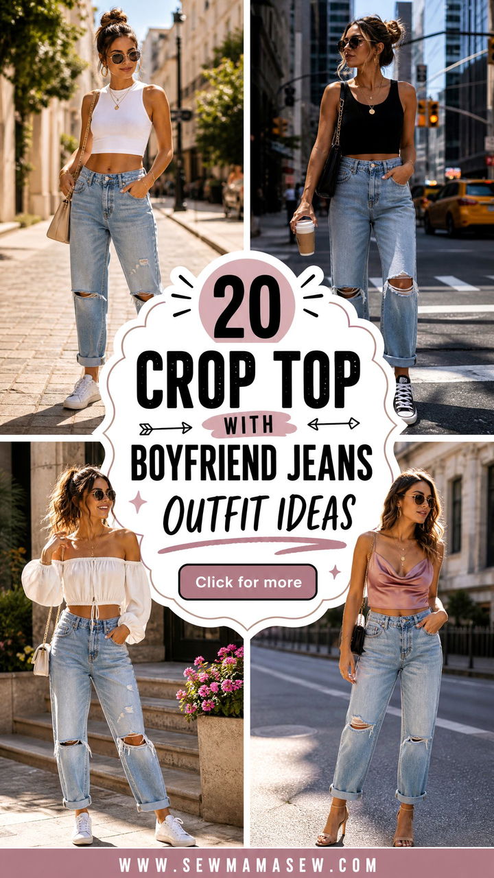 20 Crop Top With Boyfriend Jeans Outfit Ideas Relaxed Looks - 20 Crop Top With Boyfriend Jeans Outfit Ideas: Relaxed Looks