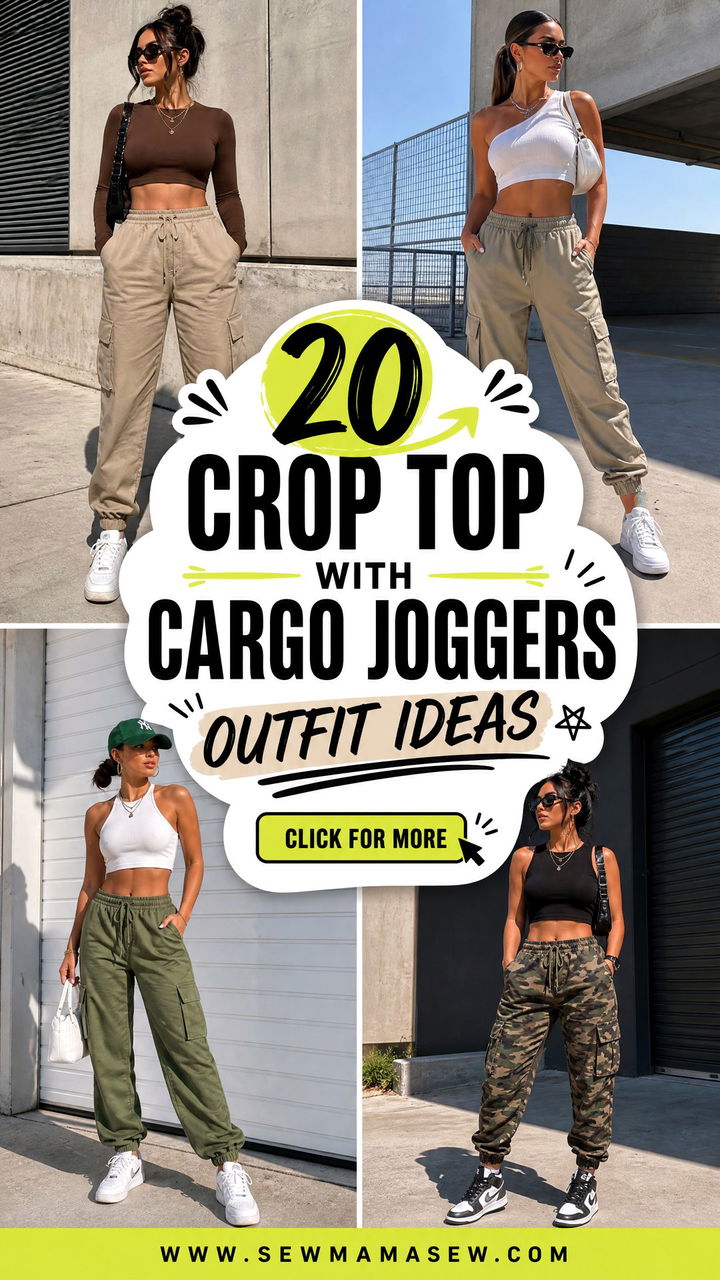 20 Crop Top With Cargo Joggers Outfit Ideas for Laid-Back Days - 20 Crop Top With Cargo Joggers Outfit Ideas for Laid-Back Days