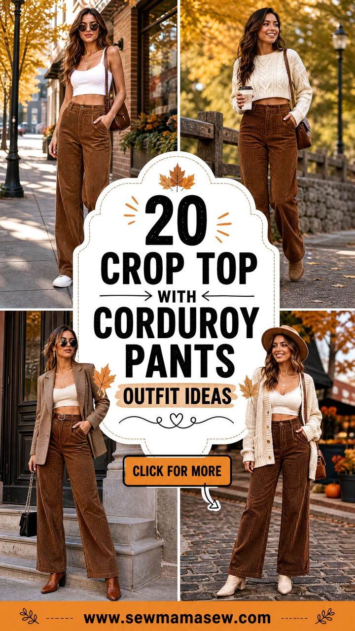 20 Crop Top With Corduroy Pants Outfit Ideas for Cozy Fall Style - 20 Crop Top With Corduroy Pants Outfit Ideas for Cozy Fall Style