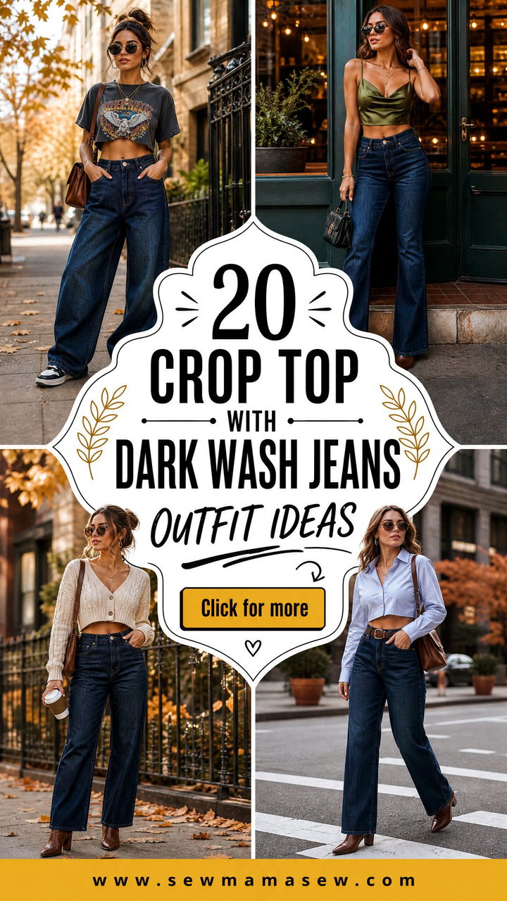 20 Crop Top With Dark Wash Jeans Outfit Ideas for Fall Style - 20 Crop Top With Dark Wash Jeans Outfit Ideas for Fall Style