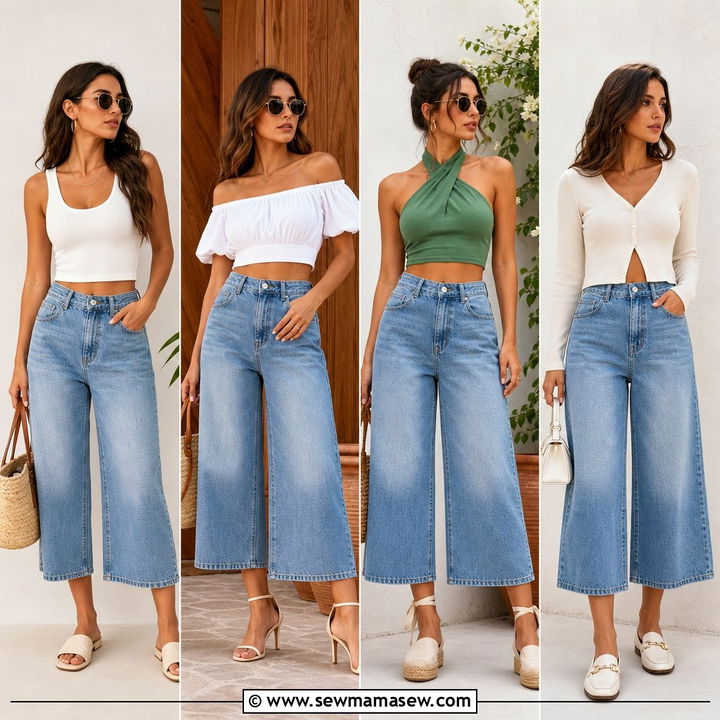 20 Crop Top With Denim Culottes Outfit Ideas for Modern Style