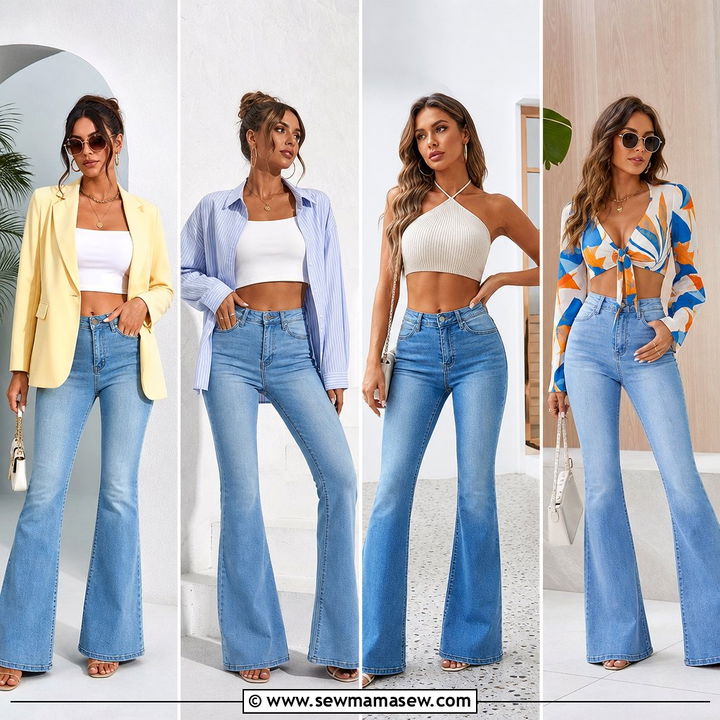 20 Crop Top With Denim Flares Outfit Ideas for a Retro-Chic Look