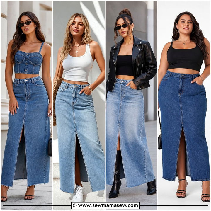 20 Crop Top With Denim Maxi Skirt Outfit Ideas for Chic Days