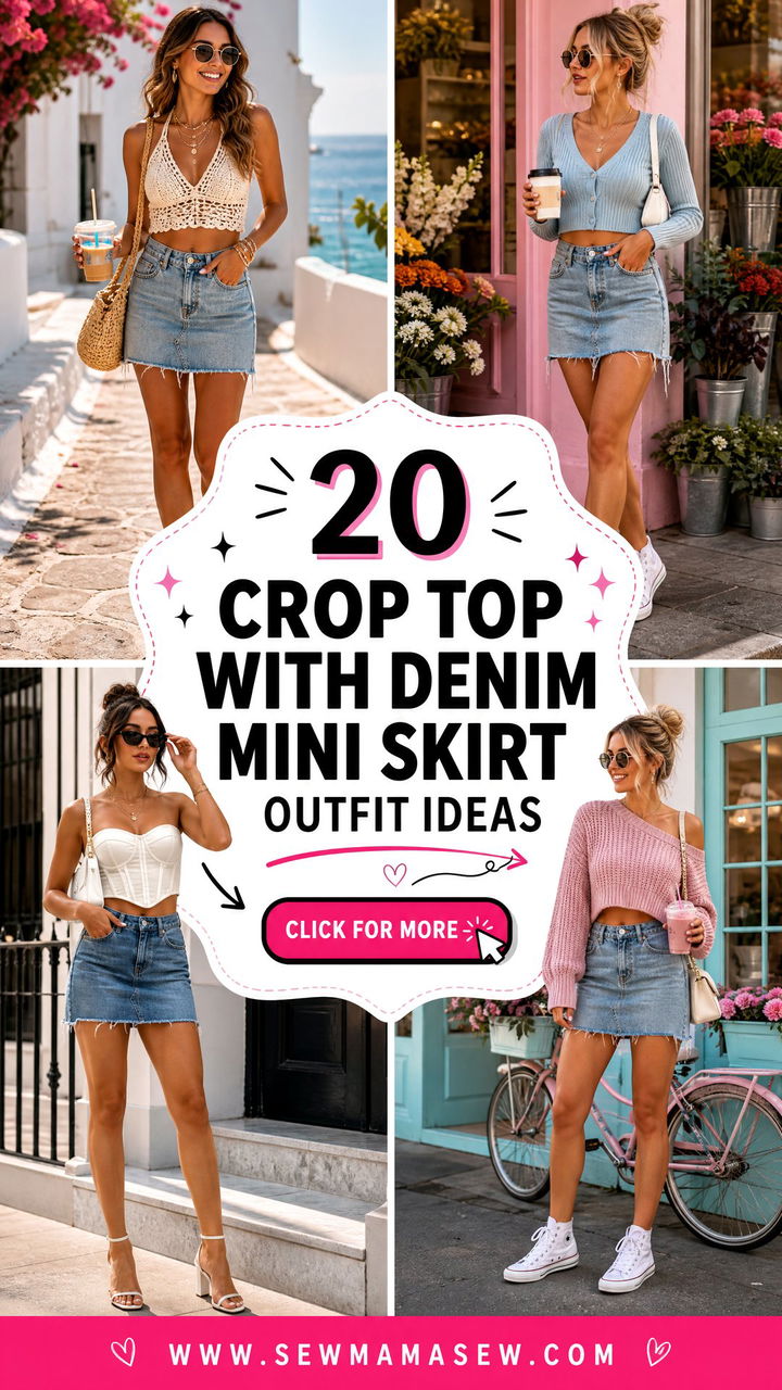 20 Crop Top With Denim Mini Skirt Outfit Ideas to Try Now - 20 Crop Top With Denim Mini Skirt Outfit Ideas to Try Now
