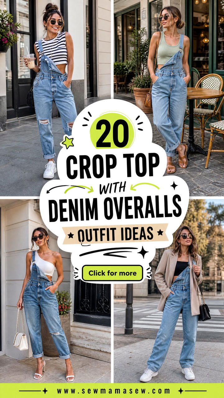20 Crop Top With Denim Overalls Outfit Ideas for Weekend Style - 20 Crop Top With Denim Overalls Outfit Ideas for Weekend Style
