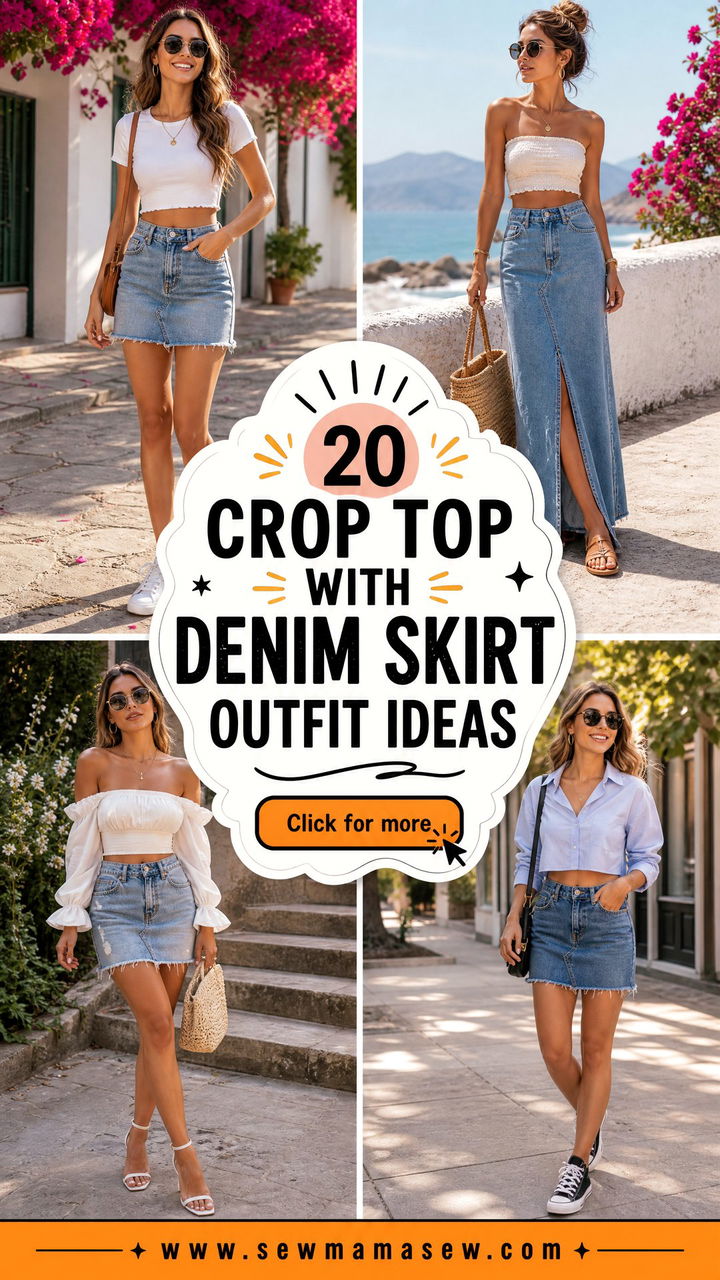 20 Crop Top With Denim Skirt Outfit Ideas for Easy Summer Style - 20 Crop Top With Denim Skirt Outfit Ideas for Easy Summer Style