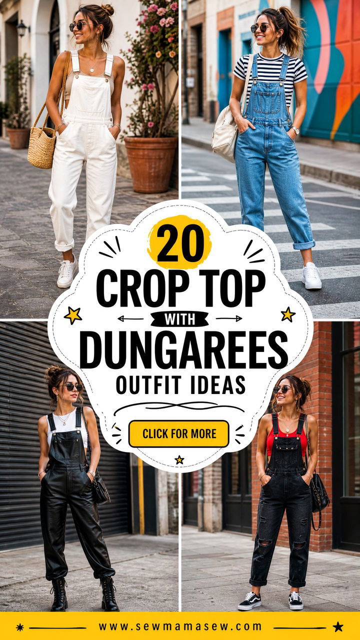 20 Crop Top With Dungarees Outfit Ideas for Casual Days - 20 Crop Top With Dungarees Outfit Ideas for Casual Days