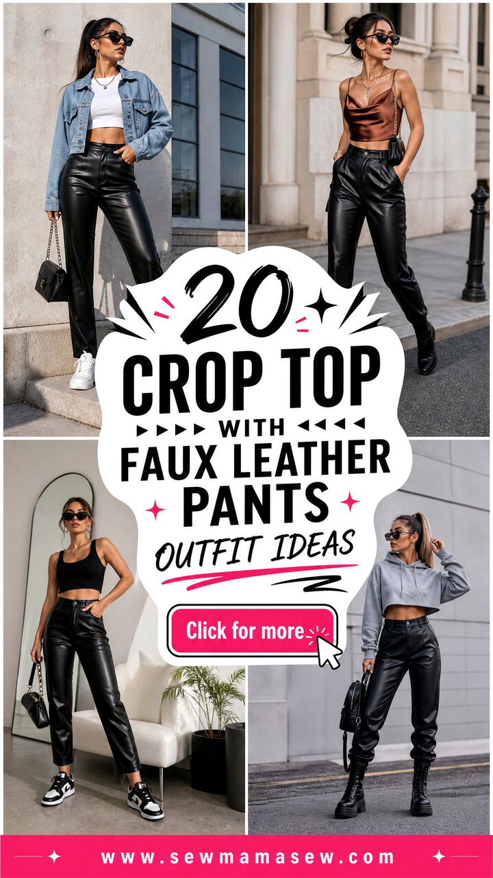 20 Crop Top With Faux Leather Pants Outfit Ideas for Bold Style - 20 Crop Top With Faux Leather Pants Outfit Ideas for Bold Style