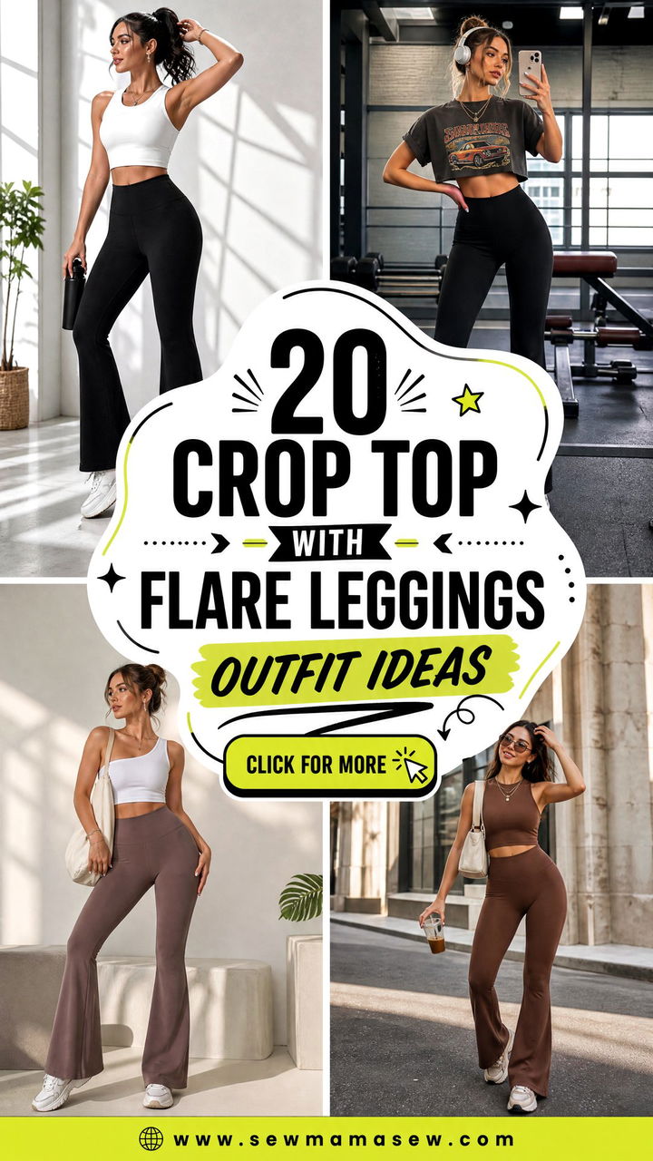 20 Crop Top With Flare Leggings Outfit Ideas for Sporty Style - 20 Crop Top With Flare Leggings Outfit Ideas for Sporty Style