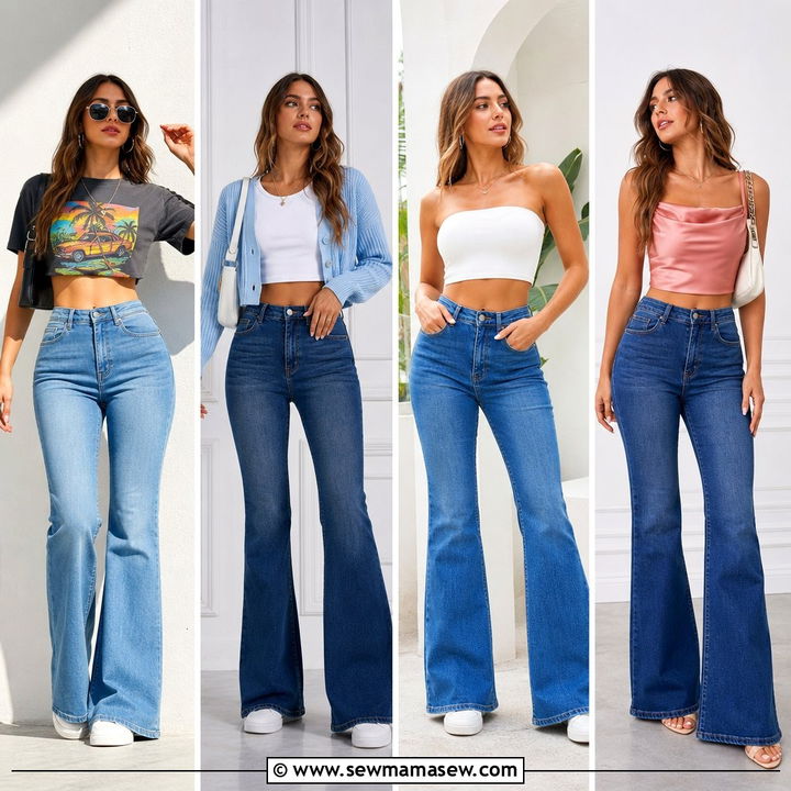 20 Crop Top With Flared Jeans Outfit Ideas for Retro Style