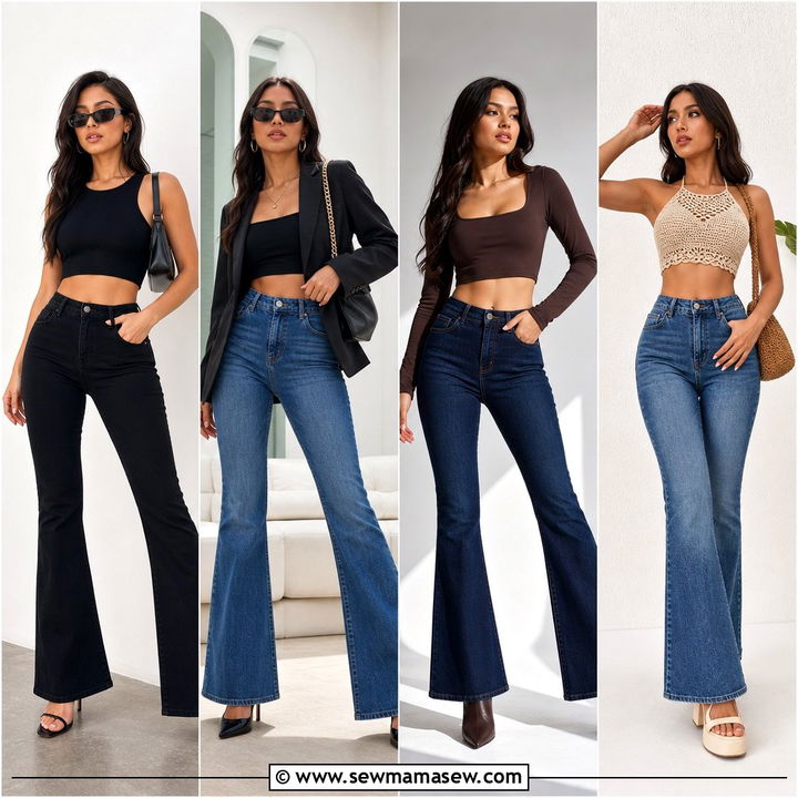 20 Crop Top With Flared Jeans and Heels Outfit Ideas to Try