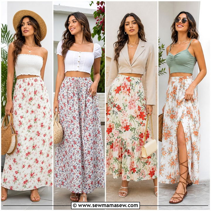20 Crop Top With Floral Maxi Skirt Outfit Ideas for Summer