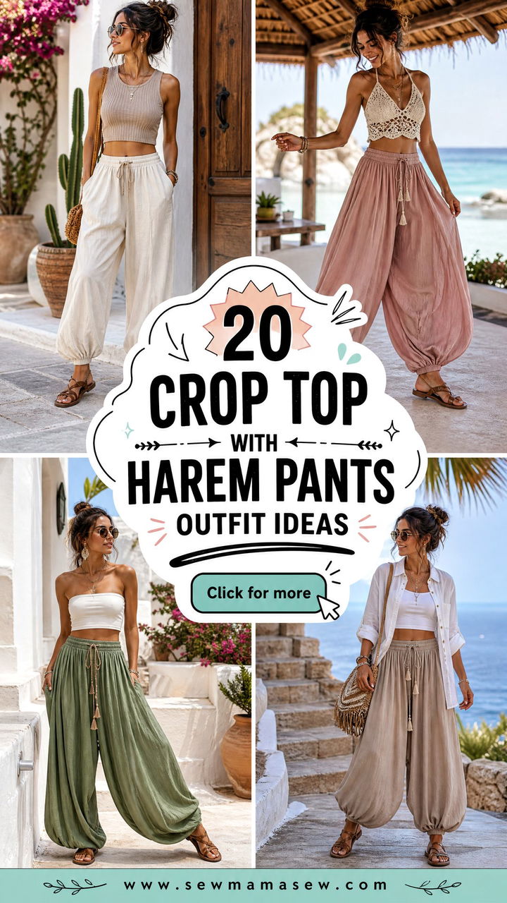 20 Crop Top With Harem Pants Outfit Ideas for Relaxed Style - 20 Crop Top With Harem Pants Outfit Ideas for Relaxed Style