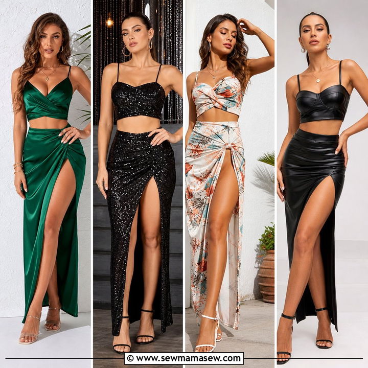 20 Crop Top With High Slit Skirt Outfit Ideas for Date Nights