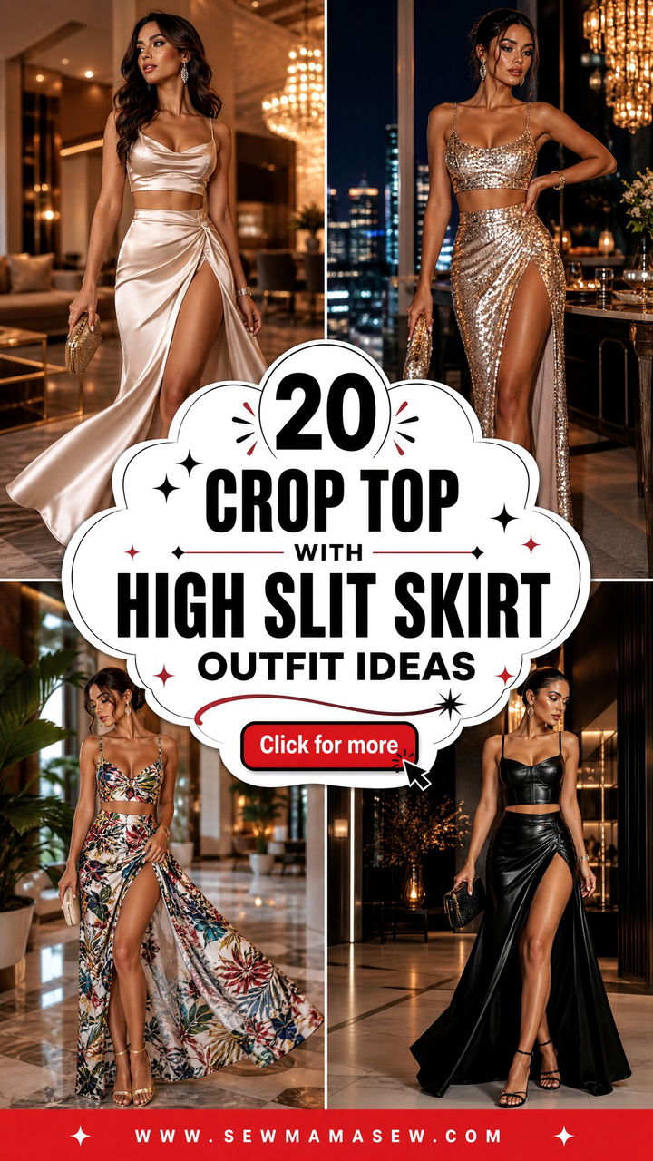 20 Crop Top With High Slit Skirt Outfit Ideas for Date Nights - 20 Crop Top With High Slit Skirt Outfit Ideas for Date Nights