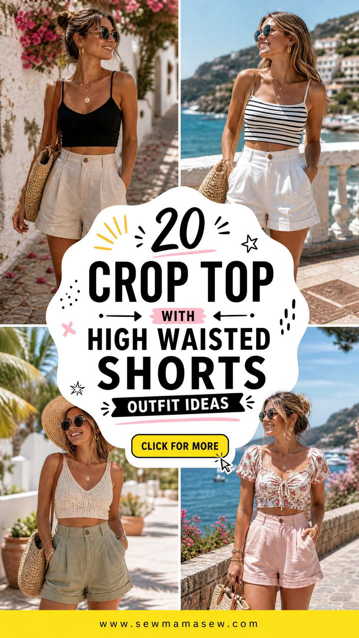 20 Crop Top With High Waisted Shorts Outfit Ideas for Summer - 20 Crop Top With High Waisted Shorts Outfit Ideas for Summer