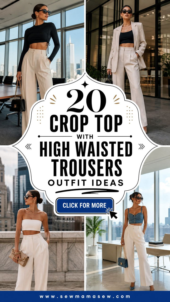 20 Crop Top With High Waisted Trousers Outfit Ideas to Try - 20 Crop Top With High Waisted Trousers Outfit Ideas to Try
