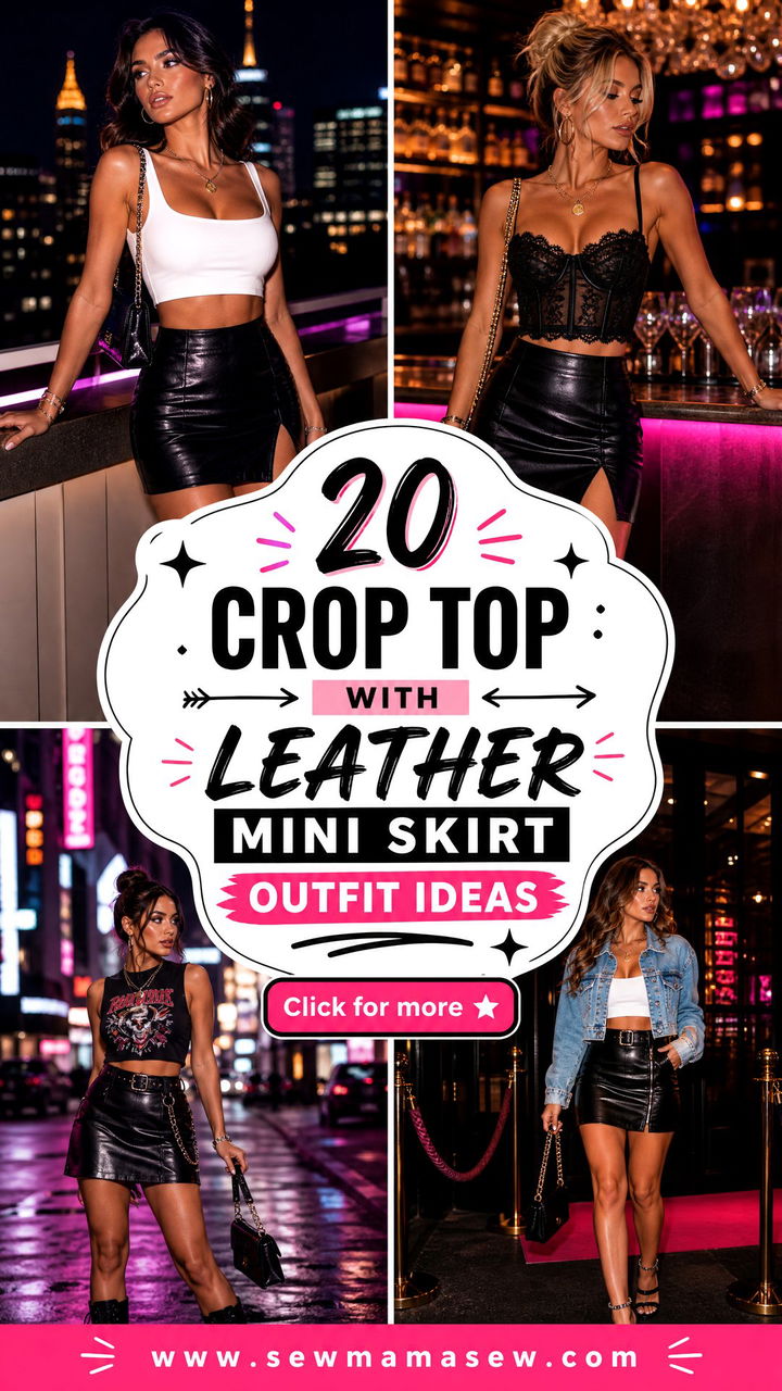 20 Crop Top With Leather Mini Skirt Outfit Ideas for Nights Out - 20 Crop Top With Leather Mini Skirt Outfit Ideas for Nights Out