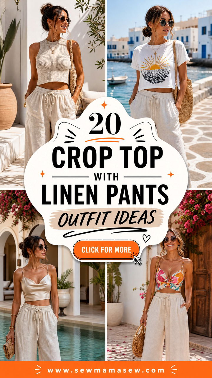 20 Crop Top With Linen Pants Outfit Ideas for Chic Summers - 20 Crop Top With Linen Pants Outfit Ideas for Chic Summers