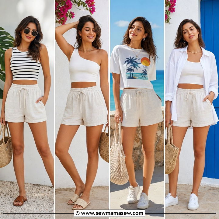 20 Crop Top With Linen Shorts Outfit Ideas for Hot Days
