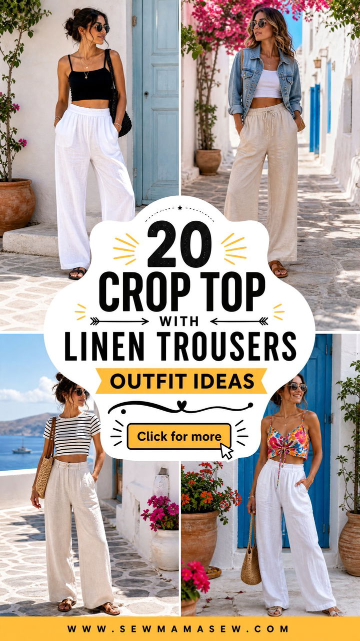 20 Crop Top With Linen Trousers Outfit Ideas for Summer - 20 Crop Top With Linen Trousers Outfit Ideas for Summer