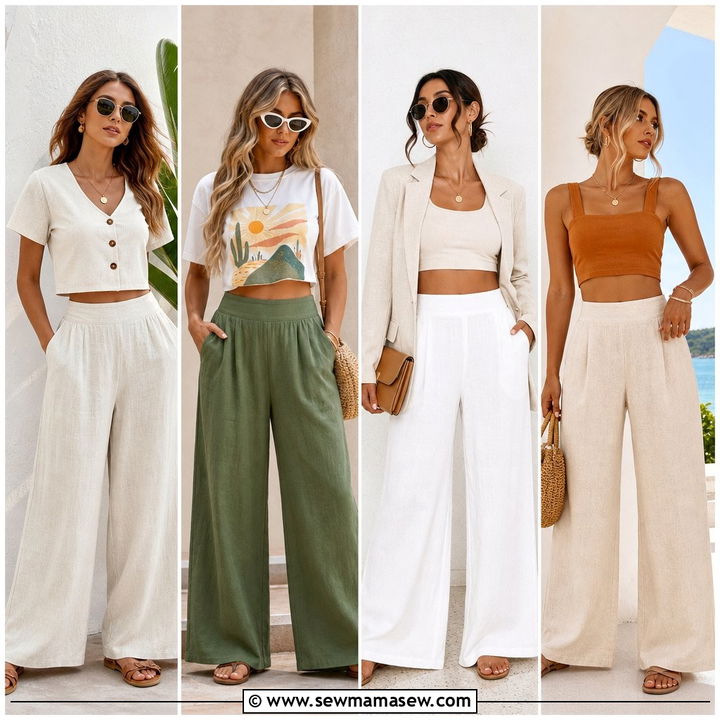 20 Crop Top With Linen Wide Leg Pants Outfit Ideas for Summer