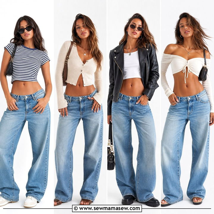 20 Crop Top With Low Rise Jeans Outfit Ideas for Y2K Style