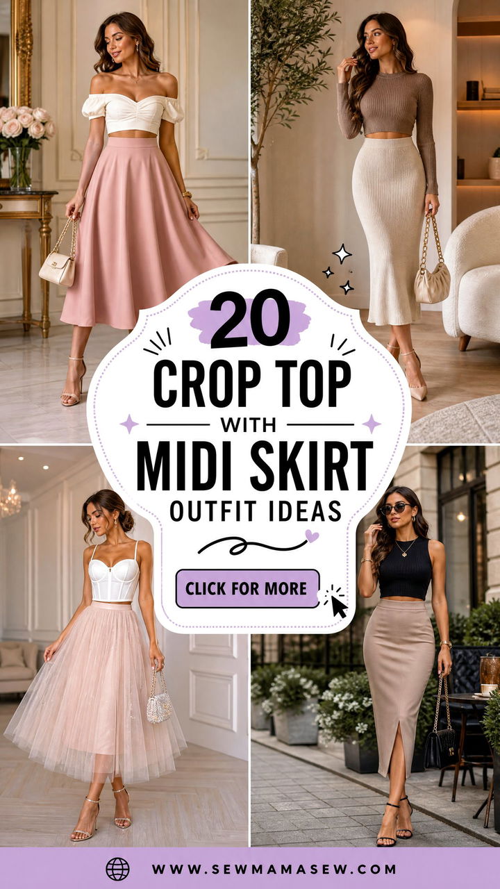 20 Crop Top With Midi Skirt Outfit Ideas for Polished Style - 20 Crop Top With Midi Skirt Outfit Ideas for Polished Style