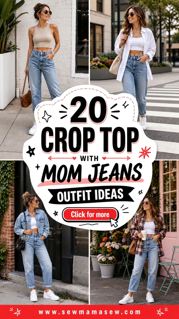 20 Crop Top With Mom Jeans Outfit Ideas for Everyday Chic - 20 Crop Top With Mom Jeans Outfit Ideas for Everyday Chic