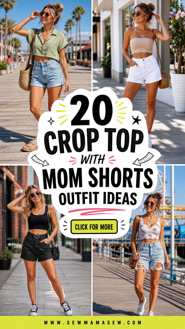 20 Crop Top With Mom Shorts Outfit Ideas for Summer Style - 20 Crop Top With Mom Shorts Outfit Ideas for Summer Style