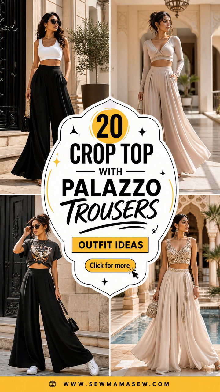 20 Crop Top With Palazzo Trousers Outfit Ideas to Try Now - 20 Crop Top With Palazzo Trousers Outfit Ideas to Try Now