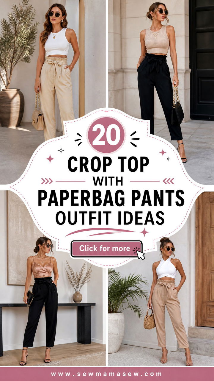20 Crop Top With Paperbag Pants Outfit Ideas for Chic Days - 20 Crop Top With Paperbag Pants Outfit Ideas for Chic Days