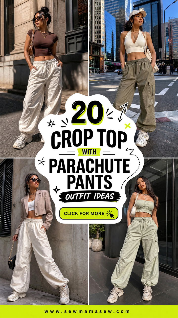 20 Crop Top With Parachute Pants Outfit Ideas for Street Style - 20 Crop Top With Parachute Pants Outfit Ideas for Street Style