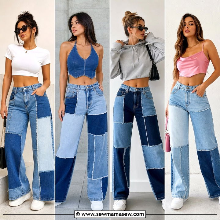 20 Crop Top With Patchwork Jeans Outfit Ideas for Bold Style
