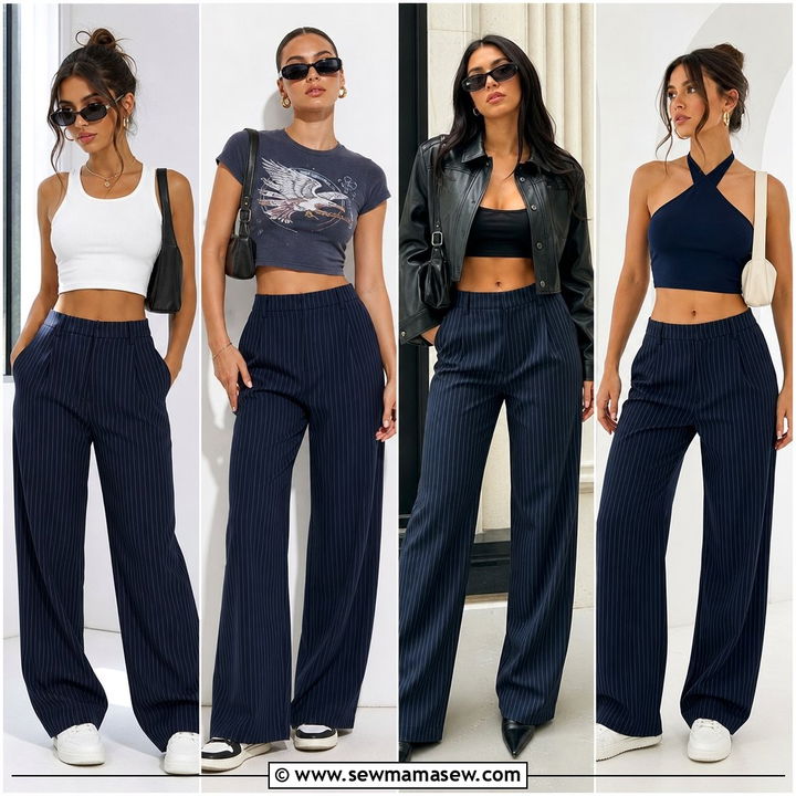 20 Crop Top With Pinstripe Pants Outfit Ideas for Workwear