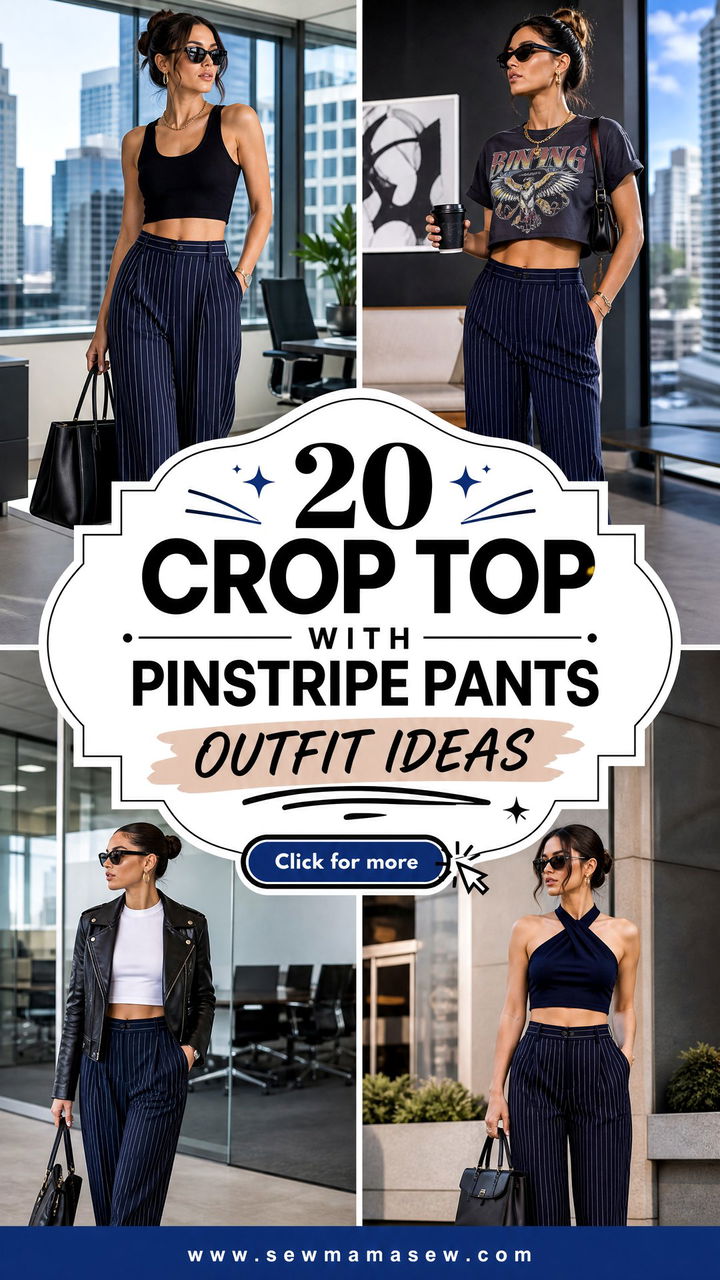 20 Crop Top With Pinstripe Pants Outfit Ideas for Workwear - 20 Crop Top With Pinstripe Pants Outfit Ideas for Workwear