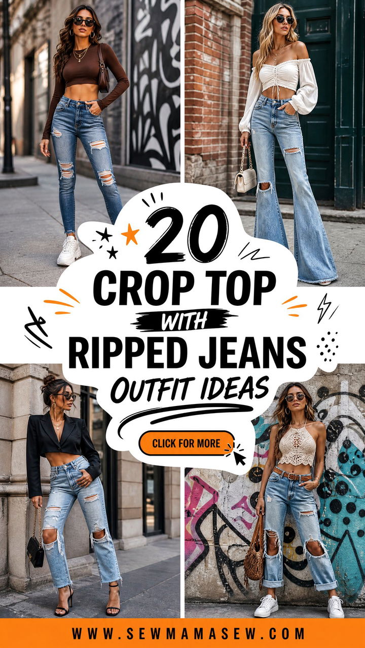 20 Crop Top With Ripped Jeans Outfit Ideas for Edgy Weekend Style - 20 Crop Top With Ripped Jeans Outfit Ideas for Edgy Weekend Style