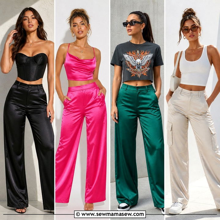 20 Crop Top With Satin Pants Outfit Ideas for Luxe Evening Style