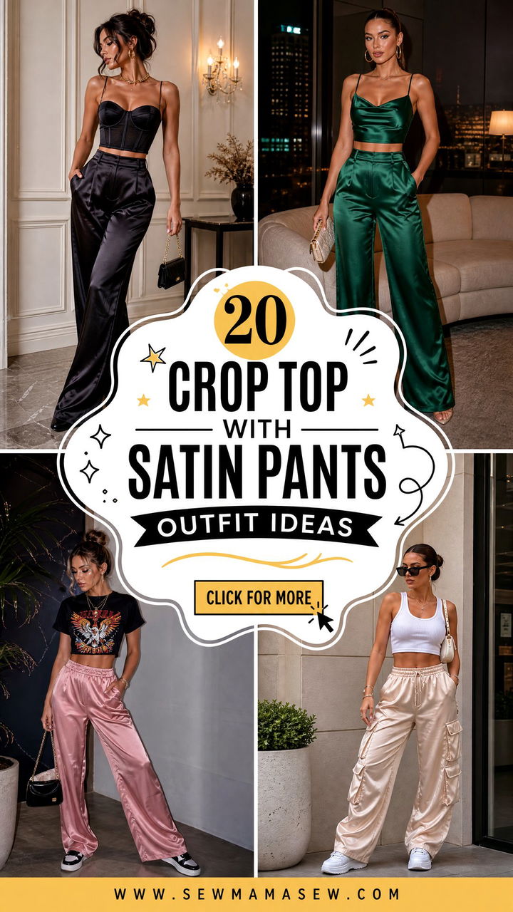 20 Crop Top With Satin Pants Outfit Ideas for Luxe Evening Style - 20 Crop Top With Satin Pants Outfit Ideas for Luxe Evening Style