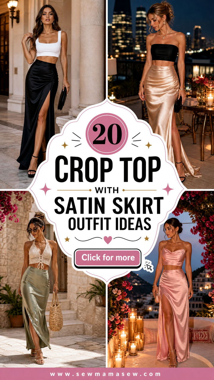 20 Crop Top With Satin Skirt Outfit Ideas for Elegant Date Nights - 20 Crop Top With Satin Skirt Outfit Ideas for Elegant Date Nights