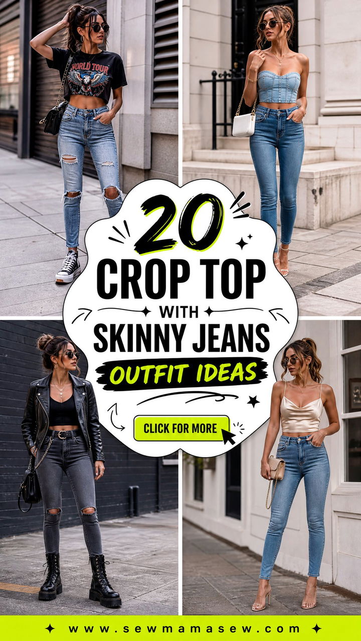20 Crop Top With Skinny Jeans Outfit Ideas for Sleek Daily Style - 20 Crop Top With Skinny Jeans Outfit Ideas for Sleek Daily Style